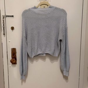 Sky blue cropped knit sweater - size small